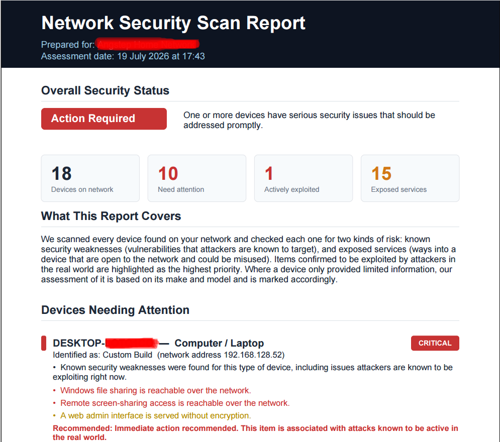 Example report page from Netmon